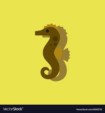 Sea horse in sticker style vector image
