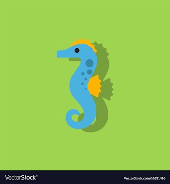 Sea horse in sticker style vector image