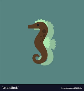Sea horse in sticker style vector image