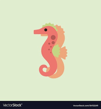 Sea horse in sticker style vector image