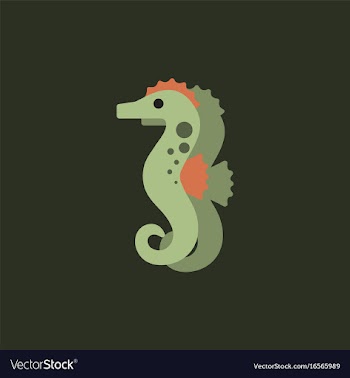 Sea horse in sticker style vector image