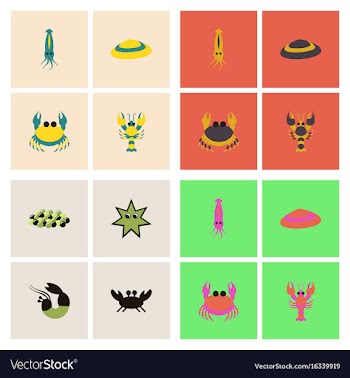 Sea life and underwater seabed animals collection vector image