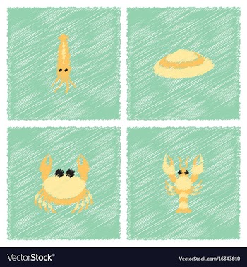 Sea life and underwater seabed animals collection vector image