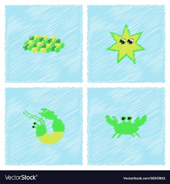 Sea life and underwater seabed animals collection vector image