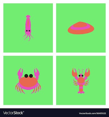 Sea life and underwater seabed animals collection vector image