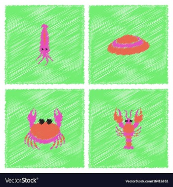 Sea life and underwater seabed animals collection vector image