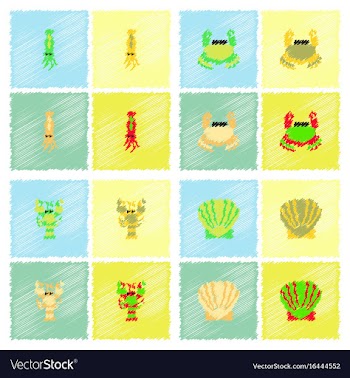 Sea life and underwater seabed animals collection vector image