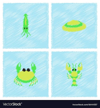 Sea life and underwater seabed animals collection vector image