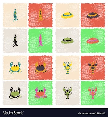 Sea life and underwater seabed animals collection vector image