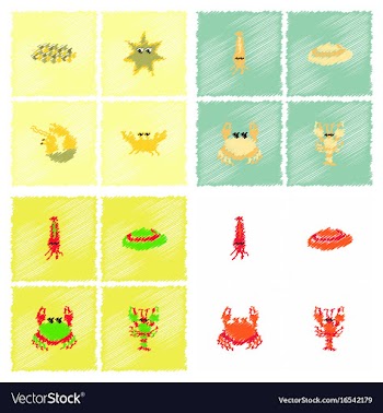 Sea life and underwater seabed animals collection vector image