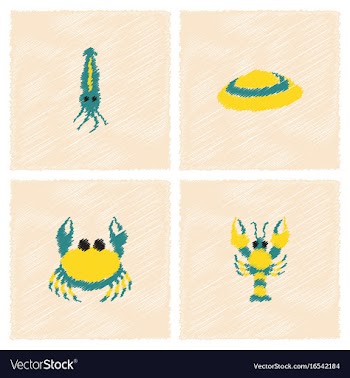 Sea life and underwater seabed animals collection vector image