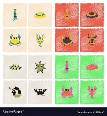 Sea life and underwater seabed animals collection vector image