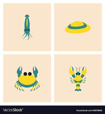 Sea life and underwater seabed animals collection vector image