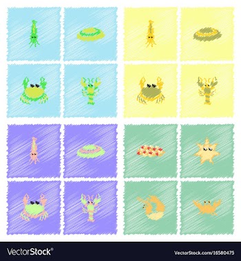 Sea life and underwater seabed animals collection vector image