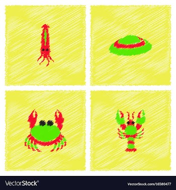 Sea life and underwater seabed animals collection vector image