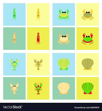 Sea life and underwater seabed animals set vector image
