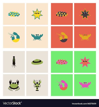 Sea life and underwater seabed animals set vector image