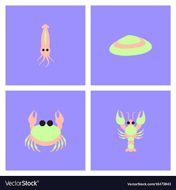 Sea life and underwater seabed animals set vector image