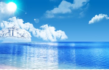 Sea Sky Cloud Blue Shore - Sea, cool, blue sky, white clouds, sun, sea, blue 