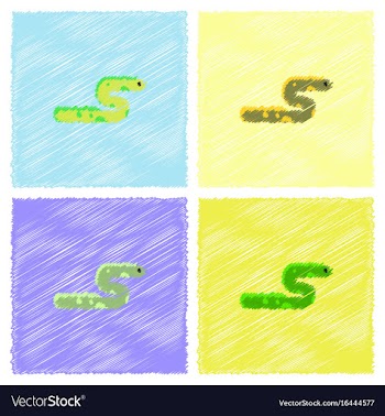 Sea snake in hatching style vector image