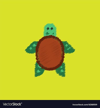 Sea turtle icon in hatching style vector image