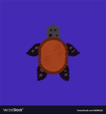 Sea turtle icon in hatching style vector image