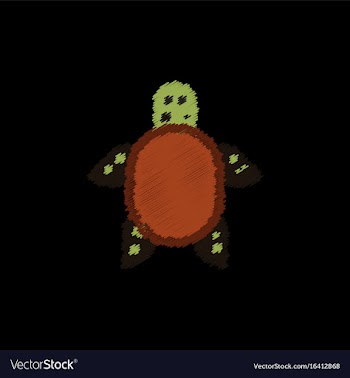 Sea turtle icon in hatching style vector image