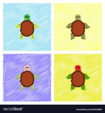 Sea turtle icon in hatching style vector image