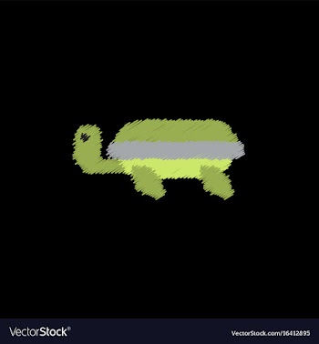 Sea turtle icon in hatching style vector image