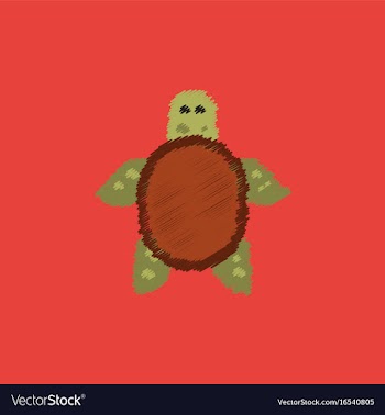 Sea turtle icon in hatching style vector image