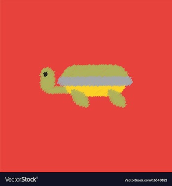 Sea turtle icon in hatching style vector image