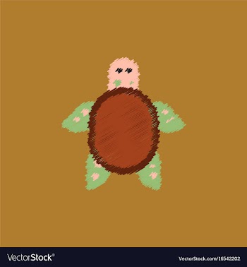 Sea turtle icon in hatching style vector image