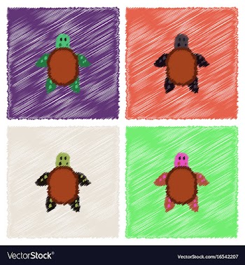 Sea turtle icon in hatching style vector image