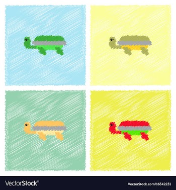 Sea turtle icon in hatching style vector image