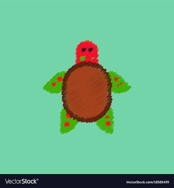 Sea turtle icon in hatching style vector image