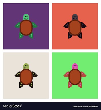 Sea turtle icon set vector image
