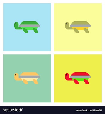 Sea turtle icon set vector image