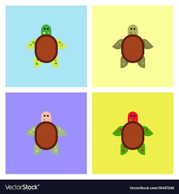 Sea turtle icon set vector image