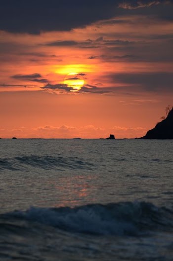 sea water during sunset