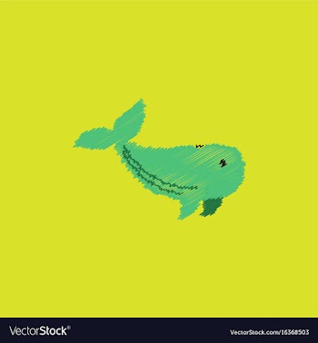 Sea wheal in hatching style vector image