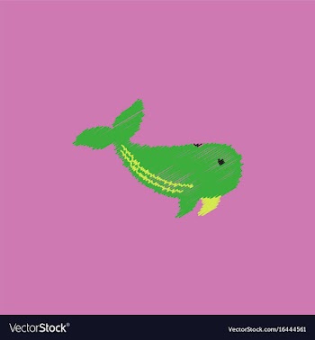 Sea wheal in hatching style vector image