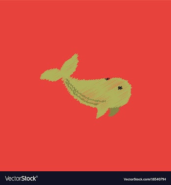 Sea wheal in hatching style vector image