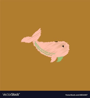 Sea wheal in hatching style vector image