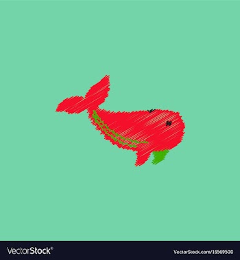 Sea wheal in hatching style vector image