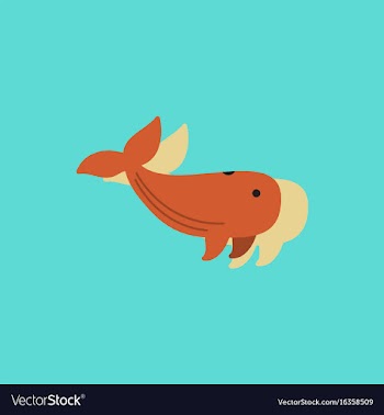 Sea wheal in sticker style vector image
