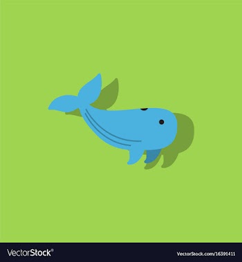 Sea wheal in sticker style vector image