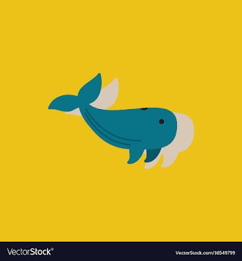 Sea wheal in sticker style vector image