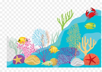 Seabed Seaweed - Vector seabed seaweed swimming fish 