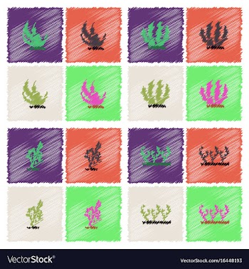 Seabed stock collection in hatching style vector image
