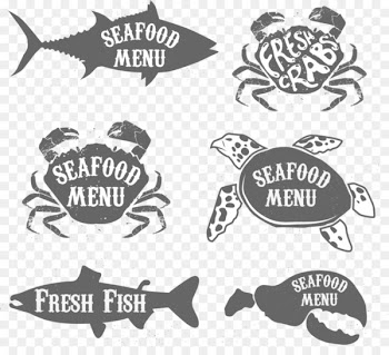 Seafood Barbecue Crab Illustration - Vector black fish 